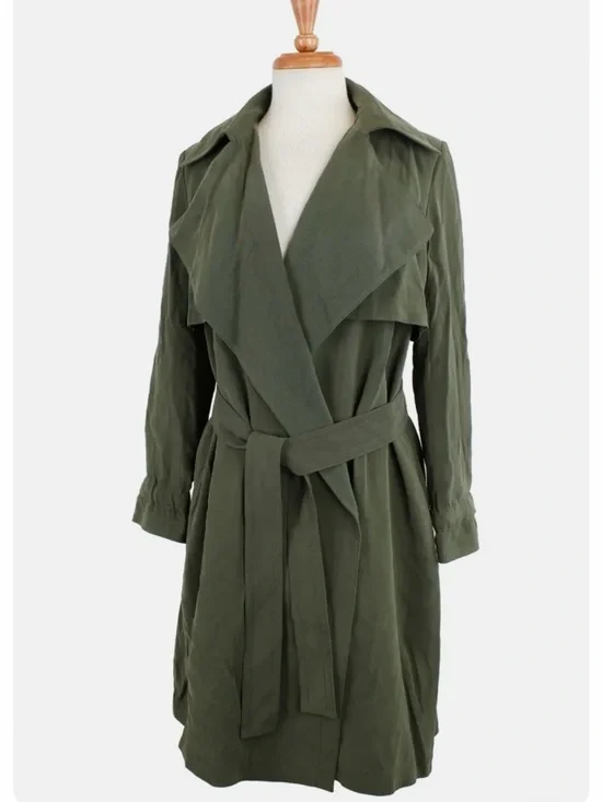 Club Monaco Olive Green Trench Coat with Tie Belt Size XS - Picture 1 of 4